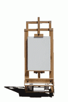 Artist easel in a lowered position